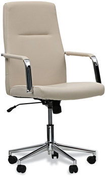 Workspace by Alera® Leather Task Chair Supports Up to 275 lb, 18.19" 21.93" Seat Height, White Back