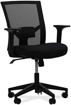 Workspace by Alera® Mesh Back Fabric Task Chair Supports Up to 275 lb, 17.32" 21.1" Seat Height, Black