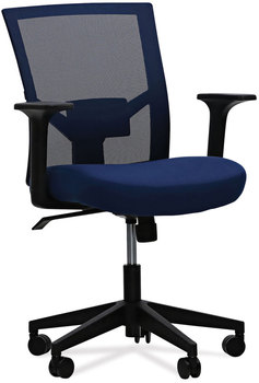 Workspace by Alera® Mesh Back Fabric Task Chair Supports Up to 275 lb, 17.32" 21.1" Seat Height, Navy