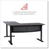 A Picture of product ALE-WSL5959GB Workspace by Alera® L-Shaped Writing Desk 59.05" x 29.53", Gray/Black