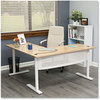 A Picture of product ALE-WSL5959WB Workspace by Alera® L-Shaped Writing Desk 59.05" x 29.53", Beigewood/White