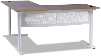 Workspace by Alera® L-Shaped Writing Desk 59.05" x 29.53", Beigewood/White