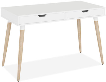 Workspace by Alera® Scandinavian Writing Desk 47.24" x 23.62" 29.53", White/Beigewood