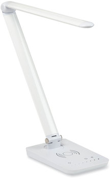 Safco® Vamp™ LED Wireless Charging Lamp Multi-pivot Neck, 16.75" High, White, Ships in 1-3 Business Days