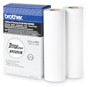 Brother 98' ThermaPlus Fax Paper Roll 1" Core, 8.5" x 98 ft, White, 2/Pack