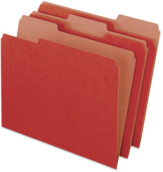 Pendaflex® Earthwise® by 100% Recycled Colored File Folders 1/3-Cut Tabs: Assorted, Letter Size, 0.5" Expansion, Red, 100/Box