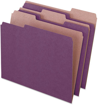 Pendaflex® Earthwise® by 100% Recycled Colored File Folders 1/3-Cut Tabs: Assorted, Letter, 0.5" Expansion, Violet, 100/Box