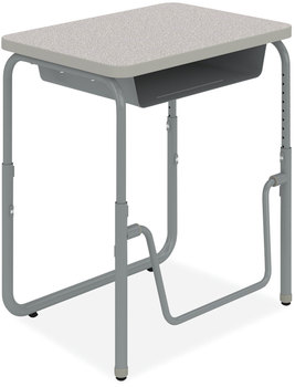 Safco® AlphaBetter® 2.0 Height-Adjustable Student Desk with Pendulum Bar 27.75" x 19.75" 22" to 30", Pebble Gray