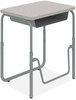 A Picture of product SAF-1222GR Safco® AlphaBetter® 2.0 Height-Adjustable Student Desk with Pendulum Bar 27.75" x 19.75" 22" to 30", Pebble Gray