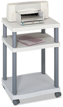 Safco® Wave Design Printer Stand Deskside Plastic, 3 Shelves, 20" x 17.5" 29.25", White/Charcoal Gray
