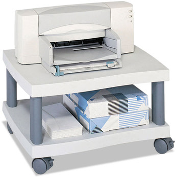 Safco® Wave Design Printer Stand Under-Desk Plastic, 2 Shelves, 20" x 17.5" 11.5", White/Charcoal Gray