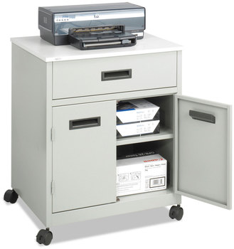 Safco® Steel Machine Stand with Pullout Drawer Engineered Wood, 3 Shelves, 1 25" x 20" 29.75", Gray