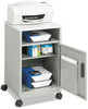 A Picture of product SAF-1871GR Safco® Steel Machine Stand with Open Storage Compartment w/Open Wood, 4 Shelves, 1 Bin, 15.25x17.25x27.25, Gray, Ships in 1-3 Business Days