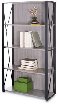 Safco® Mood™ Bookcases Four-Shelf, 31.75w x 12d 59h, Gray