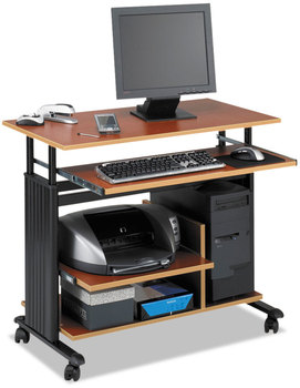 Safco® Muv™ 28" Adjustable-Height Mini-Tower Computer Desk 35.5" x 22" 29" to 34", Cherry/Black