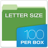 A Picture of product PFX-15213BGR Pendaflex® Colored File Folders 1/3-Cut Tabs: Assorted, Letter Size, Green/Light Green, 100/Box