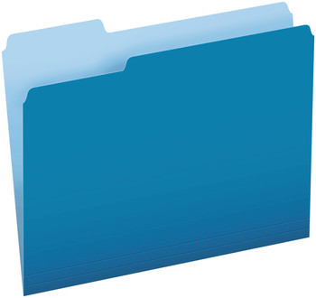 Pendaflex® Colored File Folders 1/3-Cut Tabs: Assorted, Letter Size, Blue/Light Blue, 100/Box