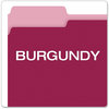 A Picture of product PFX-15213BUR Pendaflex® Colored File Folders 1/3-Cut Tabs: Assorted, Letter Size, Burgundy/Light Burgundy, 100/Box