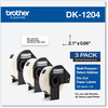 A Picture of product BRT-DK12043 Brother Pre-Sized Die-Cut Label Rolls Multipurpose Labels, 0.66 x 3.4, White, 400 Labels/Roll, 3 Rolls/Pack