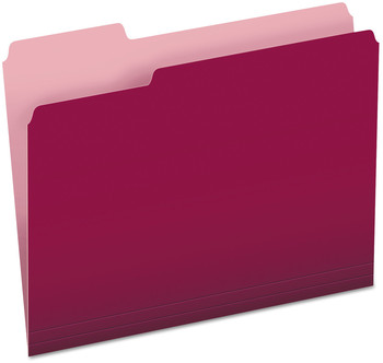 Pendaflex® Colored File Folders 1/3-Cut Tabs: Assorted, Letter Size, Burgundy/Light Burgundy, 100/Box