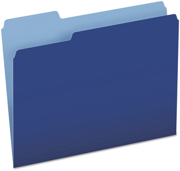 Pendaflex® Colored File Folders 1/3-Cut Tabs: Assorted, Letter Size, Navy Blue/Light Blue, 100/Box