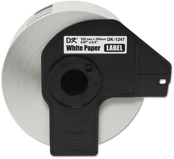 Brother P-Touch® DK1247 Label Tape 4.07" x 6.4", Black on White, 180 Labels/Roll