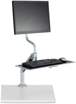 Safco® Desktop Sit/Stand Workstations Single Monitor, Silver