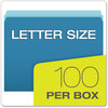 A Picture of product PFX-152BLU Pendaflex® Colored File Folders Straight Tabs, Letter Size, Blue/Light Blue, 100/Box