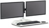 A Picture of product SAF-2193WH Safco® Soar™ Electric Desktop Sit/Stand Dual Monitor Arm For 27" Monitors, White, Supports 10 lbs, Ships in 1-3 Business Days