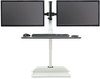 A Picture of product SAF-2193WH Safco® Soar™ Electric Desktop Sit/Stand Dual Monitor Arm For 27" Monitors, White, Supports 10 lbs, Ships in 1-3 Business Days