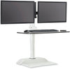 A Picture of product SAF-2193WH Safco® Soar™ Electric Desktop Sit/Stand Dual Monitor Arm For 27" Monitors, White, Supports 10 lbs, Ships in 1-3 Business Days