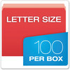 A Picture of product PFX-152RED Pendaflex® Colored File Folders Straight Tabs, Letter Size, Red/Light Red, 100/Box