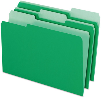Pendaflex® Colored File Folders 1/3-Cut Tabs: Assorted, Legal Size, Green/Light Green, 100/Box