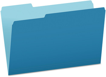 Pendaflex® Colored File Folders 1/3-Cut Tabs: Assorted, Legal Size, Blue/Light Blue, 100/Box