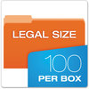 A Picture of product PFX-15313ORA Pendaflex® Colored File Folders 1/3-Cut Tabs: Assorted, Legal Size, Orange/Light Orange, 100/Box
