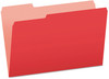 A Picture of product PFX-15313RED Pendaflex® Colored File Folders 1/3-Cut Tabs: Assorted, Legal Size, Red/Light Red, 100/Box