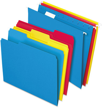 Pendaflex® Combo Filing Kit Letter Size, (12) 1/5-Cut Exterior Hanging File Folders, 1/3-Cut Assorted Colors