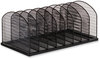 A Picture of product SAF-3212BLKD Safco® Onyx™ Mesh Desk Organizer with Upright Sections 8 Letter to Legal Size Files, 19.25 x 10.87 8.5, Black, Ships in 1-3 Bus Days