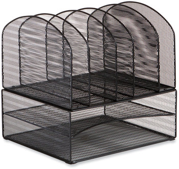 Safco® Onyx™ Mesh Desk Organizer with Two Horizontal/Six Upright Sections 2 Horizontal/6 Letter Size, 13.25 x 11.32 13.32, Black, Ships in 1-3 Bus Days