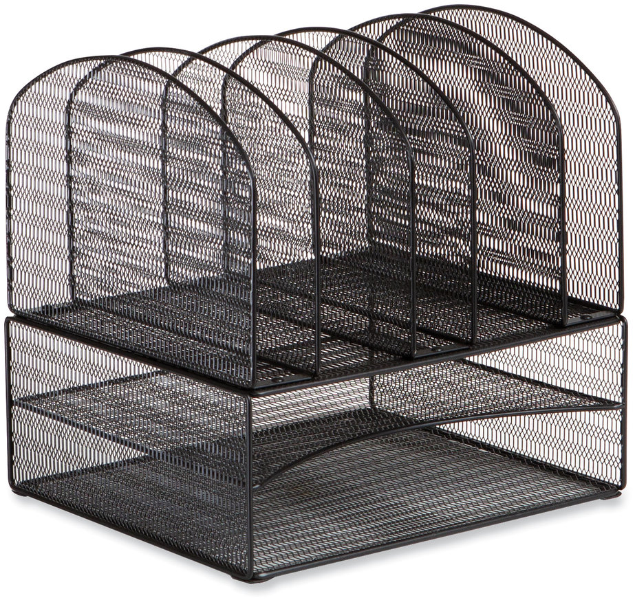 Onyx Mesh Desk Organizer with Two Horizontal and Six Upright