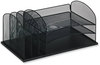 A Picture of product SAF-3254BU Safco® Onyx™ Desk Organizer with Three Horizontal and Upright Sections w/Three Sections,Letter Size,19.25x11.5x8.25,Blue,Ships in 1-3 Business Days