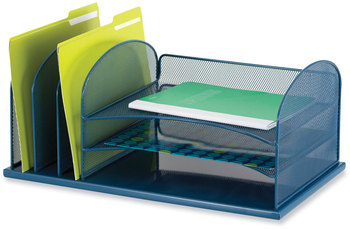 Safco® Onyx™ Desk Organizer with Three Horizontal and Upright Sections w/Three Sections,Letter Size,19.25x11.5x8.25,Blue,Ships in 1-3 Business Days