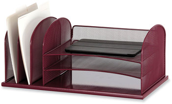 Safco® Onyx™ Desk Organizer with Three Horizontal and Upright Sections w/Three Sections,Letter Size,19.25x11.5x8.25,Wine,Ships in 1-3 Business Days