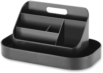 Safco® Portable Caddy 6 Compartments, Plastic, 12.75 x 7.25 8.5, Black, Ships in 1-3 Business Days