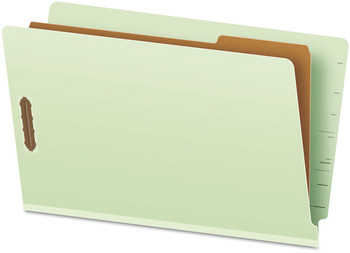Pendaflex® End Tab Classification Folders 2" Expansion, 1 Divider, 4 Fasteners, Legal Size, Pale Green Exterior, 10/Box