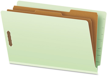 Pendaflex® End Tab Classification Folders 2" Expansion, 2 Dividers, 6 Fasteners, Legal Size, Pale Green Exterior, 10/Box