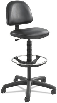 Safco® Precision Extended-Height Swivel Stool with Adjustable Footring Supports 250 lb, 23" to 33" Seat Height, Black Vinyl, Base