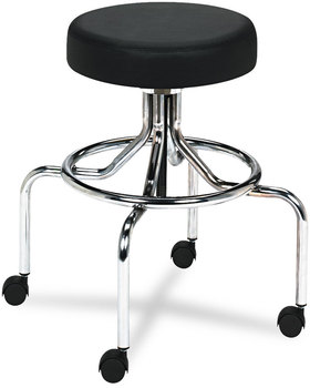 Safco® Screw Lift Stool with High Base Supports Up to 250 lb, 33" Seat Height, Black Chrome Ships in 1-3 Business Days