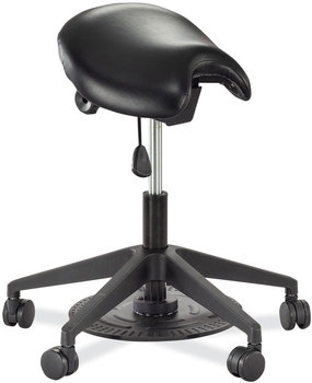 Safco® Saddle Seat Lab Stool Backless, Supports Up to 250 lb, 21.25"-26.25" High Black Base, Ships in 1-3 Business Days