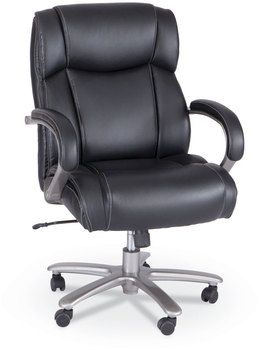 Safco® Lineage™ Big & Tall Mid Back Task Chair - 28" Big&Tall Max 400 lb, 21.5" to 25.25" High Black Seat, Chrome,Ships in 1-3 Business Days